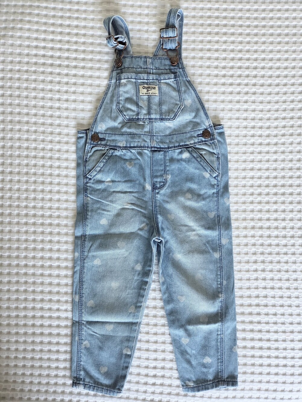 OshKosh B'gosh Light Blue Denim Heart-Print Overalls